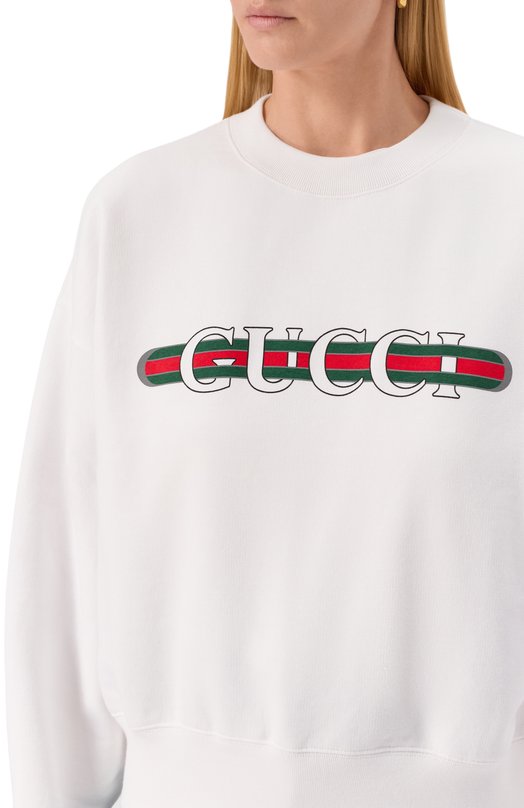 Хлопковый свитшот Gucci 789582/XJGLM Белый  789582/XJGLM Фото 5