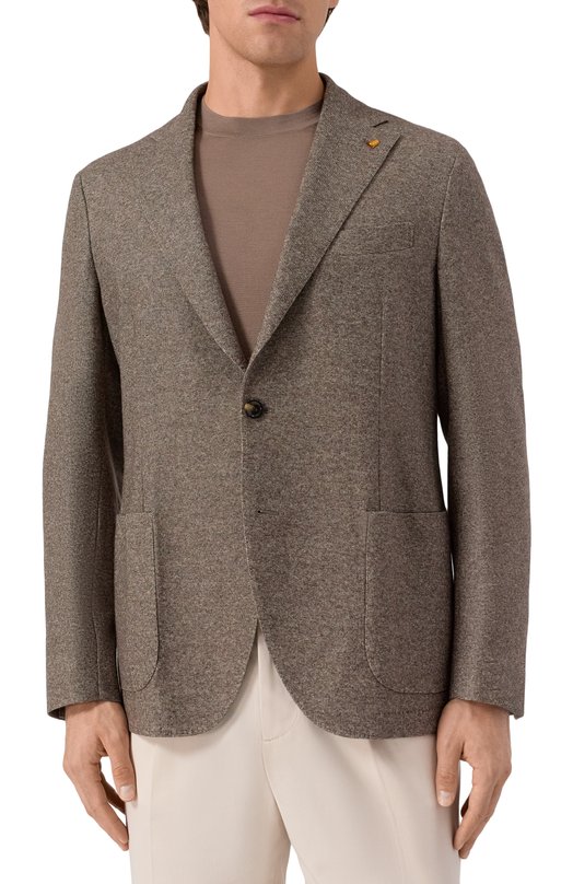 Пиджак из шерсти и хлопка Sartoria Latorre JD74/JI130 Коричневый  JD74/JI130 Фото 4