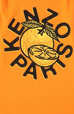 Детская хлопковая футболка KENZO оранжевого цвета, арт. K61065 | Фото 3 (Рукава: Короткие; Материал внешний: Хлопок; Девочки Кросс-КТ: футболка-одежда; Ростовка одежда: 4 года | 104 см, 7 лет | 122 см, 5 лет | 110 см, 12 лет | 152 см, 9 лет | 134 см, 2 года | 92 см, 3 года | 98 см)