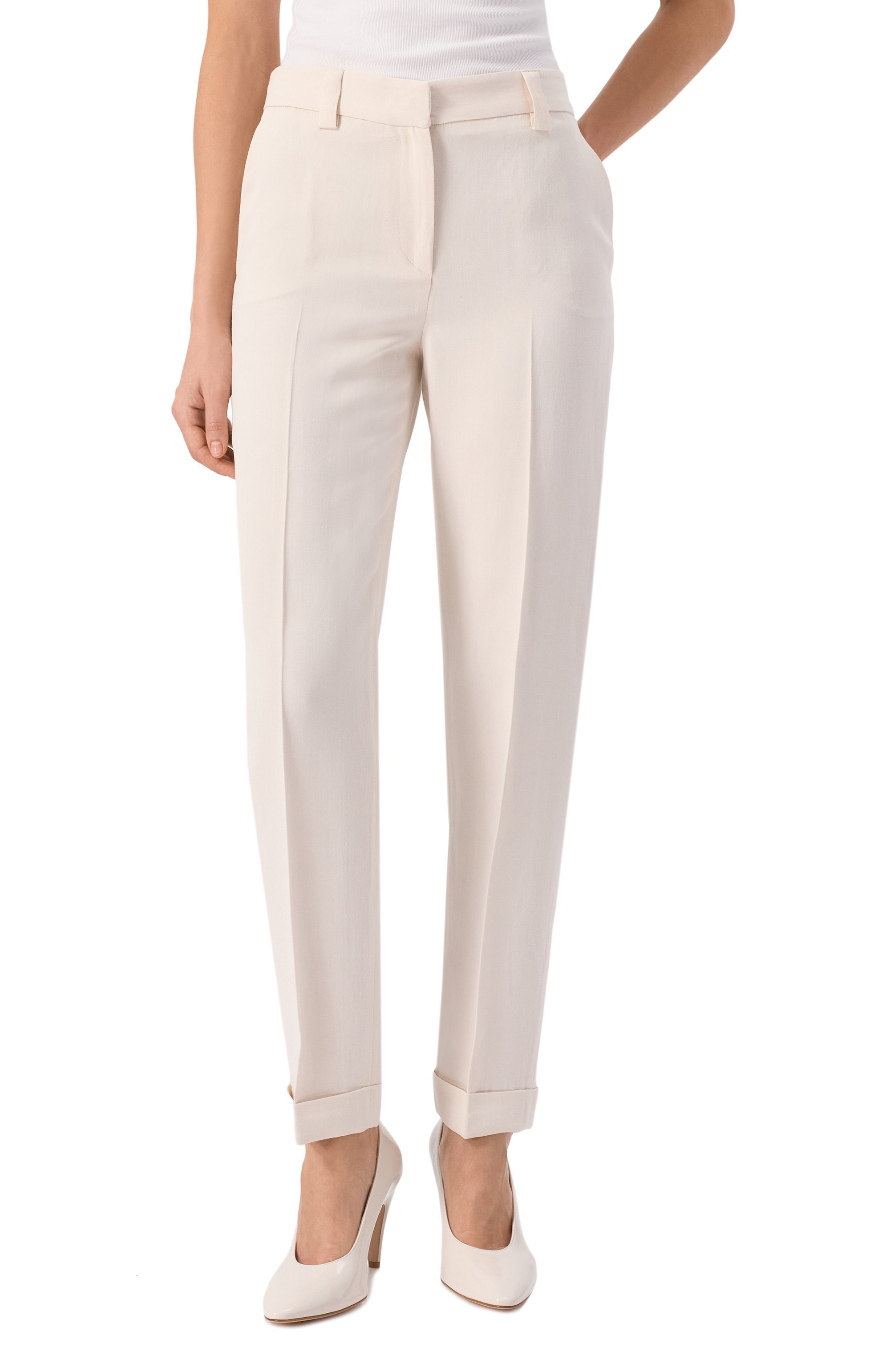 Брюки из вискозы и льна ANTONELLI FIRENZE кремового цвета по цене 59950 руб., арт. M8264N/973, фото 3 Брюки из вискозы и льна ANTONELLI FIRENZE, арт. M8264N/973, фото 3