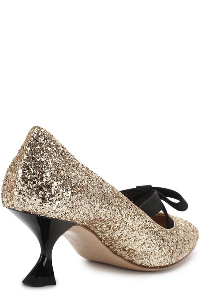 Туфли с глиттером на каблуке kitten heel MIU MIU, арт. 5I505B/3K6R, фото 4