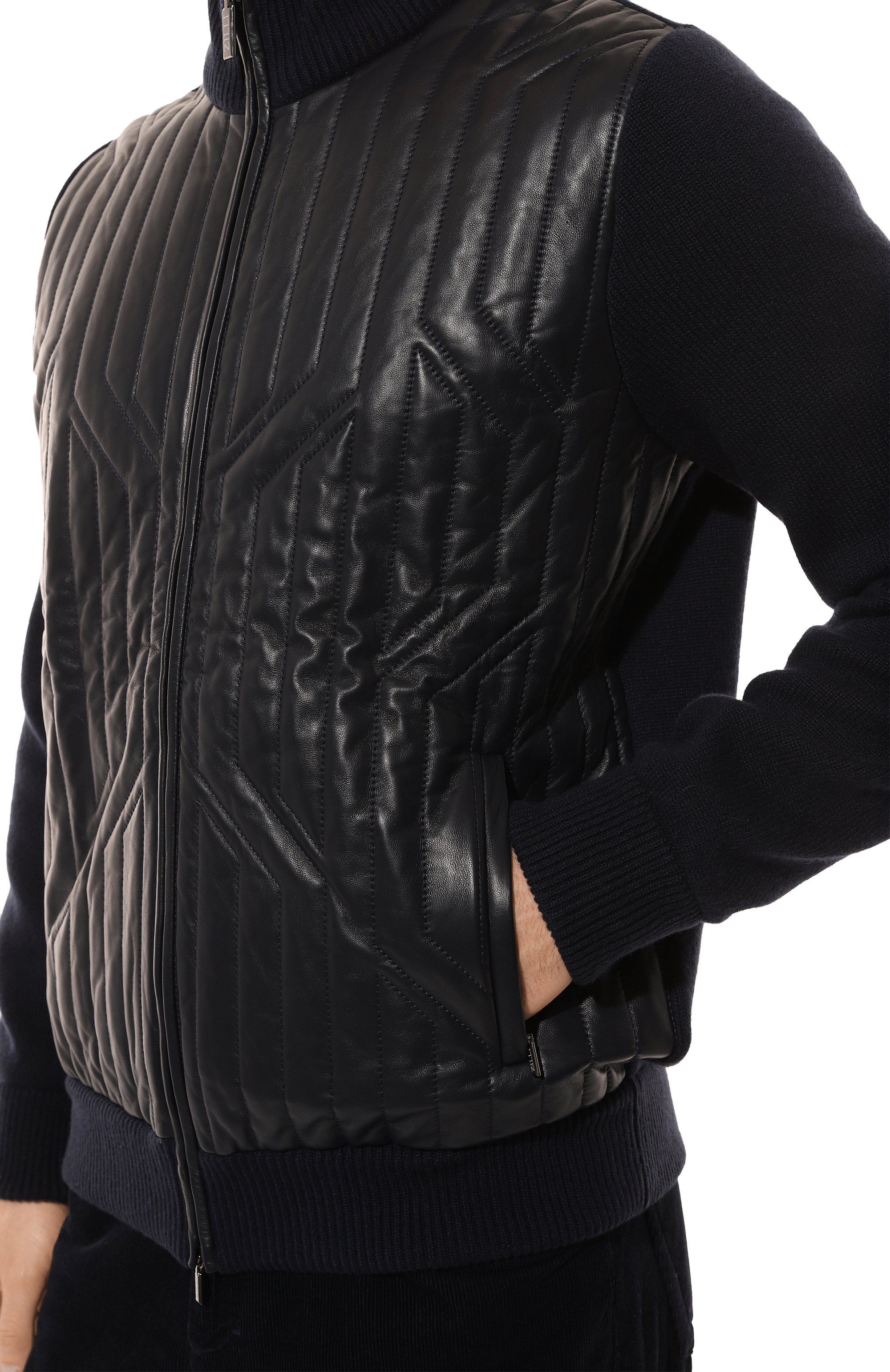 Кашемировый кардиган с кожаной отделкой ZILLI, арт. KZMCB1M0322VCRS00, фото 5