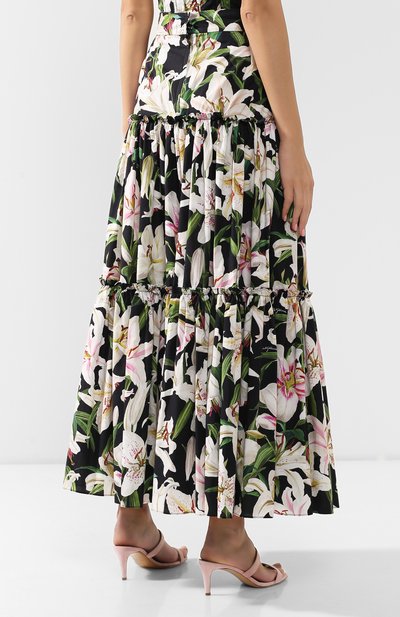 Хлопковая юбка DOLCE & GABBANA черного цвета по цене 156500 руб., арт. F4A8QT/HS5E0, фото 4 Хлопковая юбка DOLCE & GABBANA, арт. F4A8QT/HS5E0, фото 4