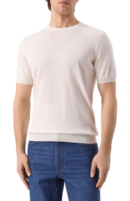 Джемпер из шелка и хлопка Corneliani 25M550-2525165 Кремовый  25M550-2525165 Фото 3
