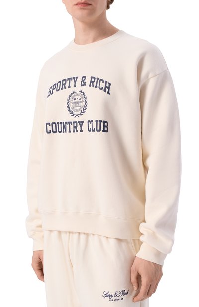 Хлопковый свитшот SPORTY AND RICH кремового цвета по цене 29300 руб., арт. ST09876218WH37, фото 3 Хлопковый свитшот SPORTY AND RICH, арт. ST09876218WH37, фото 3