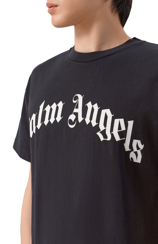 Хлопковая футболка Palm Angels PMAA109S26JER00G Чёрный  PMAA109S26JER00G Фото 5