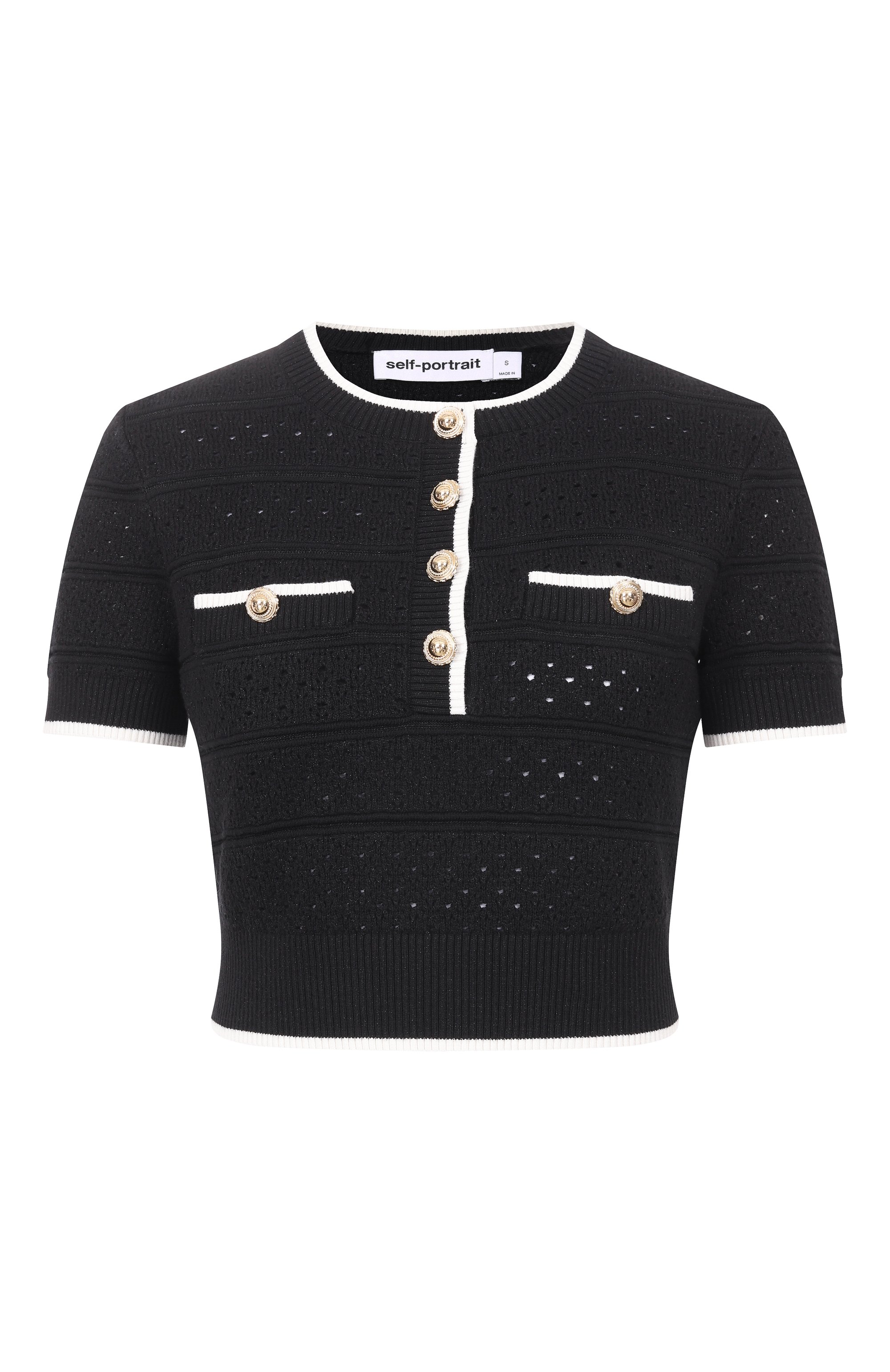 Хлопковый топ SELF-PORTRAIT, арт. SS26-055T-B, фото 1