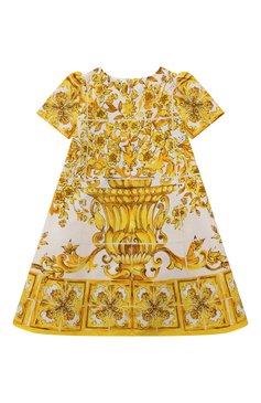 Женский комплект из платья и шорт DOLCE & GABBANA желтого цвета, арт. L23DI5/FI5JW | Фото 3 (Нос: Не проставлено; Материал внешний: Хлопок; Материал сплава: Проставлено; Ростовка одежда: 12 мес | 80 см, 6 мес | 68 см, 9 мес | 74 см)