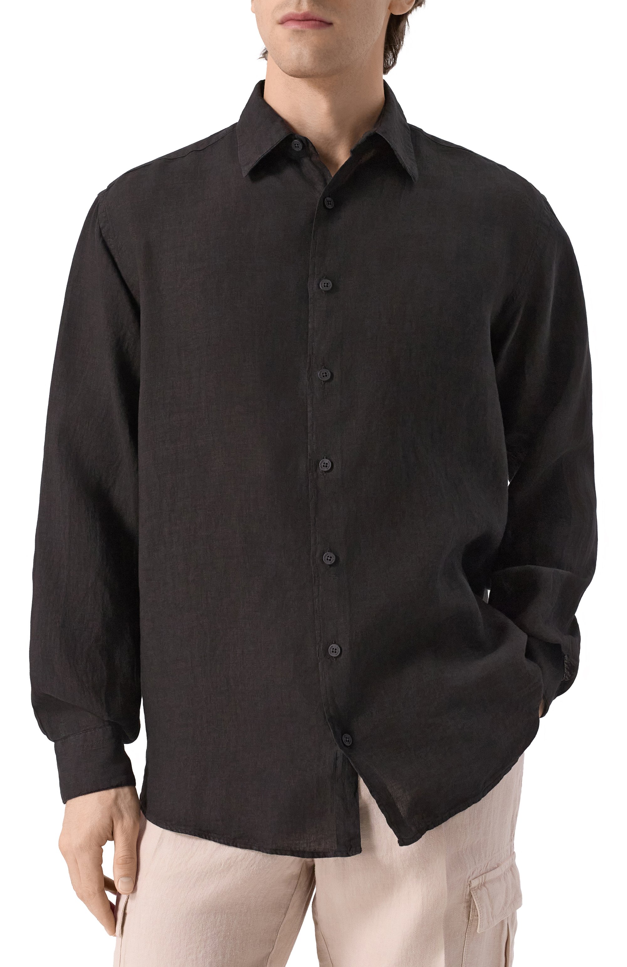 Льняная рубашка INLINUM черного цвета по цене 26350 руб., арт. VALENTIN0_21, фото 3 Льняная рубашка INLINUM, арт. VALENTIN0_21, фото 3