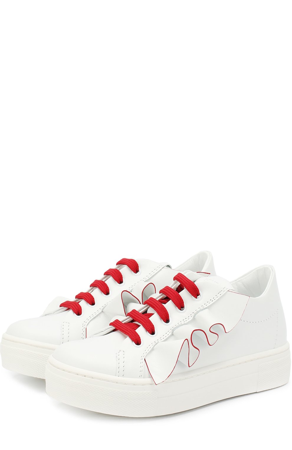 Кожаные кеды с оборками на толстой подошве FENDI, арт. JFR193/A1T0/24-27, фото 1