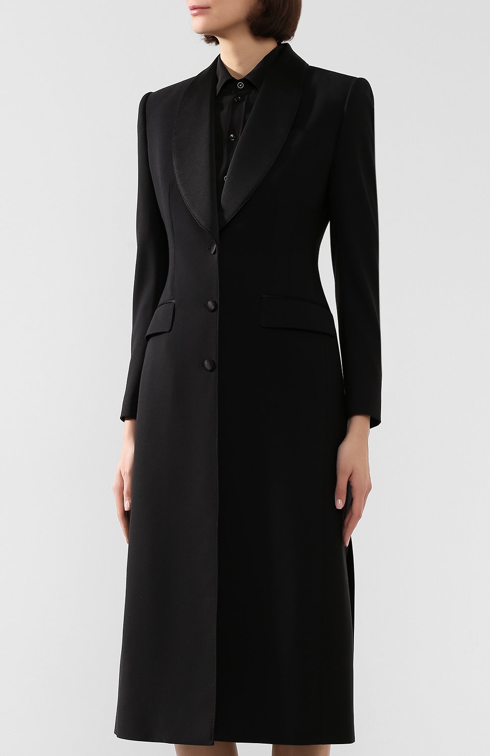 Шерстяное пальто DOLCE & GABBANA черного цвета по цене 385500 руб., арт. F0Y77T/FUCEG, фото 3 Шерстяное пальто DOLCE & GABBANA, арт. F0Y77T/FUCEG, фото 3