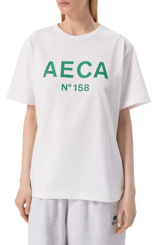 Хлопковая футболка AECA WHITE AWCMSSBBTTSST005A2.WHITE/GREEN (S) Белый  AWCMSSBBTTSST005A2.WHITE/GREEN (S) Фото 3
