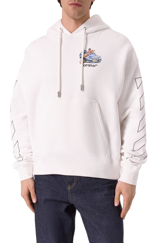 Хлопковое худи Off-White 0MBB085S25FLE005 Белый  0MBB085S25FLE005 Фото 3