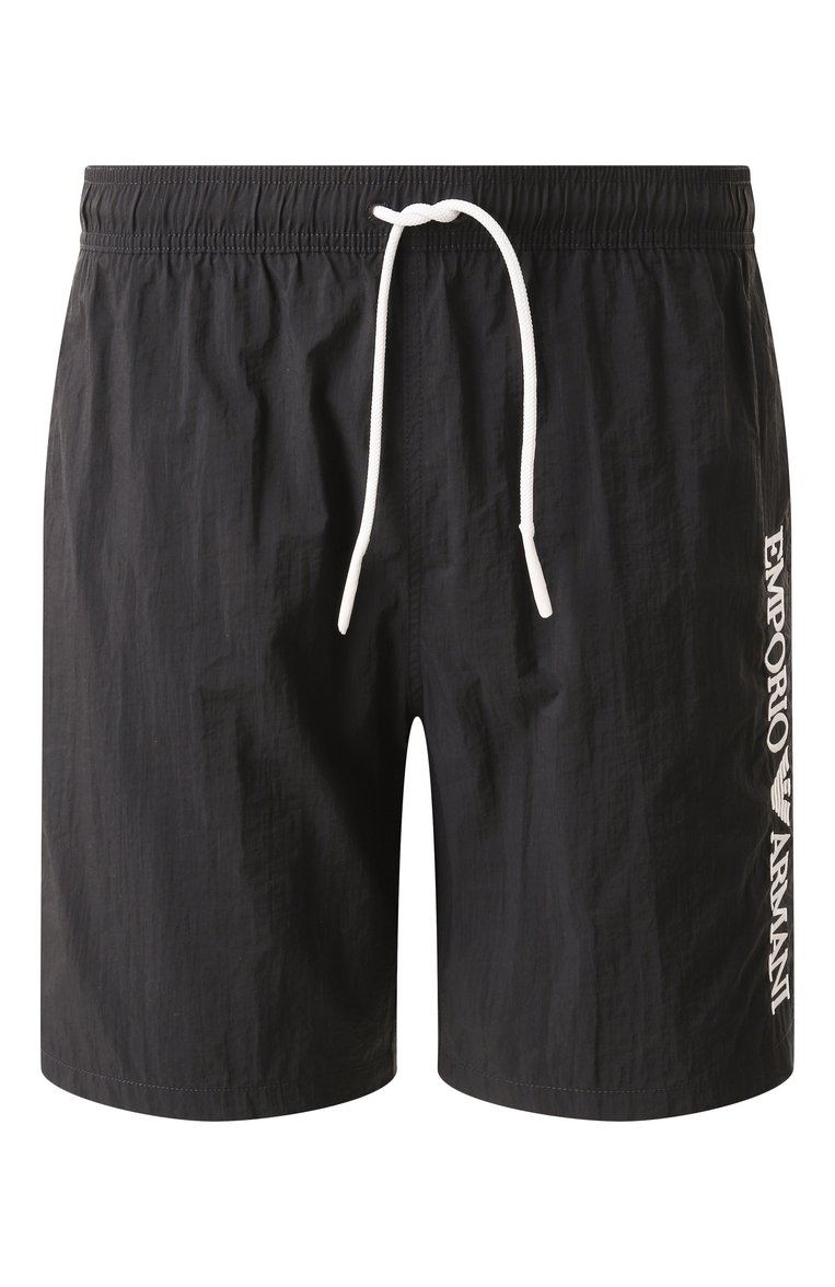 Мужские плавки-шорты EMPORIO ARMANI черного цвета, арт. EM000578/AF12330 | Фото 1 (Нос: Не проставлено; Материал сплава: Проставлено; Принт: Без принта; Мужское Кросс-КТ: плавки-шорты; Мат�ериал внешний: Синтетический материал)