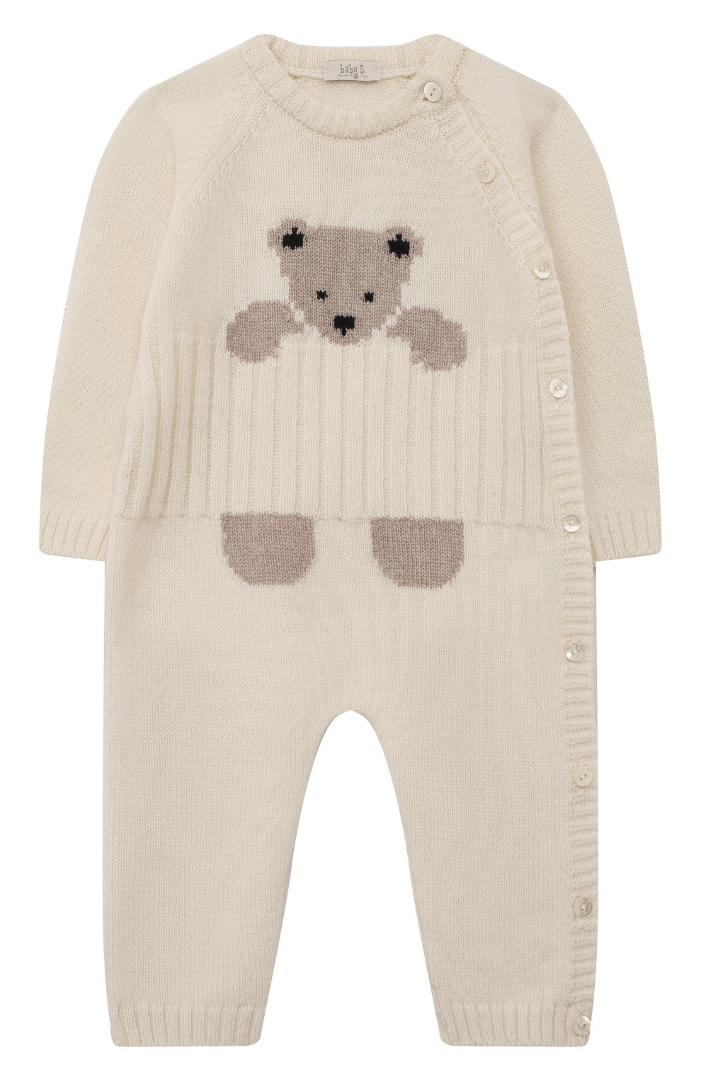 Шерстяной комбинезон BABY T белого цвета по цене 13050 руб., арт. 23AI061T/1M-12M, фото 1 Шерстяной комбинезон BABY T, арт. 23AI061T/1M-12M, фото 1