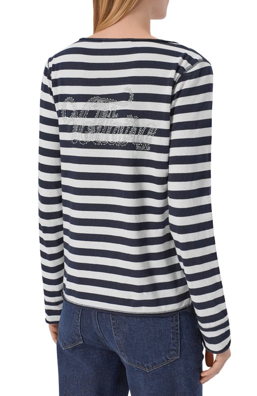 Хлопковый лонгслив Zadig and Voltaire JWTN02675 Синий  JWTN02675 Фото 4
