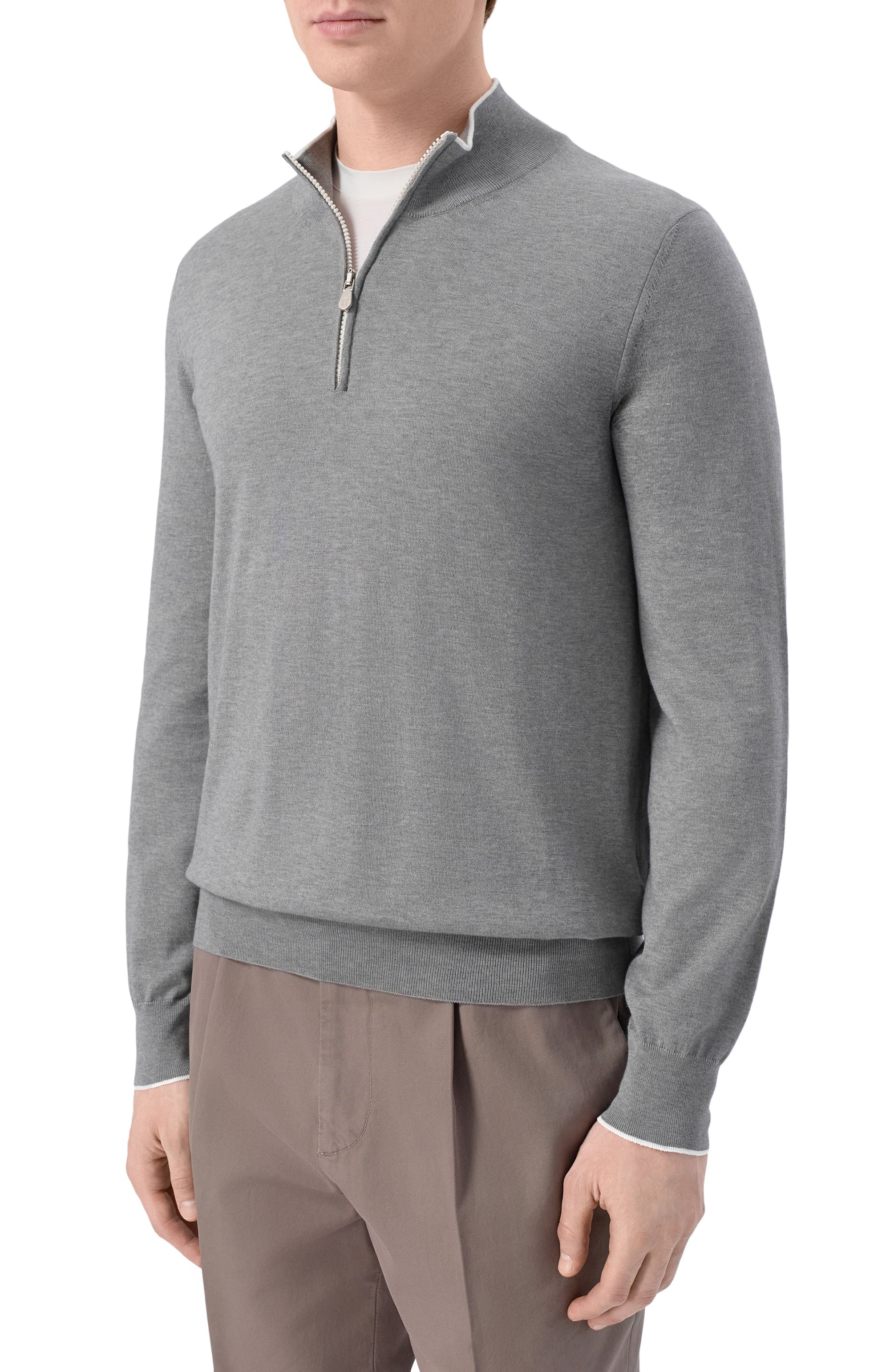 Джемпер из хлопка и кашемира BRUNELLO CUCINELLI серого цвета по цене 191500 руб., арт. MIS806004, фото 3 Джемпер из хлопка и кашемира BRUNELLO CUCINELLI, арт. MIS806004, фото 3