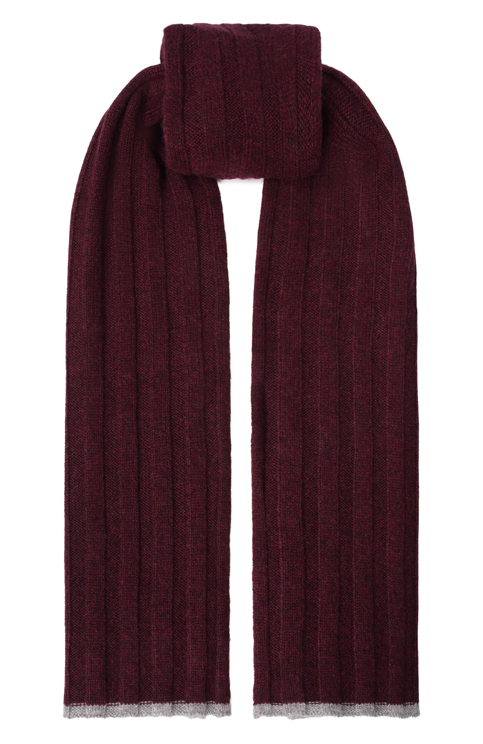 Кашемировый шарф BRUNELLO CUCINELLI бордового цвета по цене 32650 руб., арт. B22M90099A, фото 1 Кашемировый шарф BRUNELLO CUCINELLI, арт. B22M90099A, фото 1