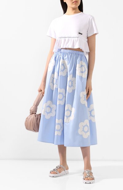 Хлопковая юбка MIU MIU голубого цвета по цене 130000 руб., арт. MG1414-1W2Y-F0076, фото 2 Хлопковая юбка MIU MIU, арт. MG1414-1W2Y-F0076, фото 2