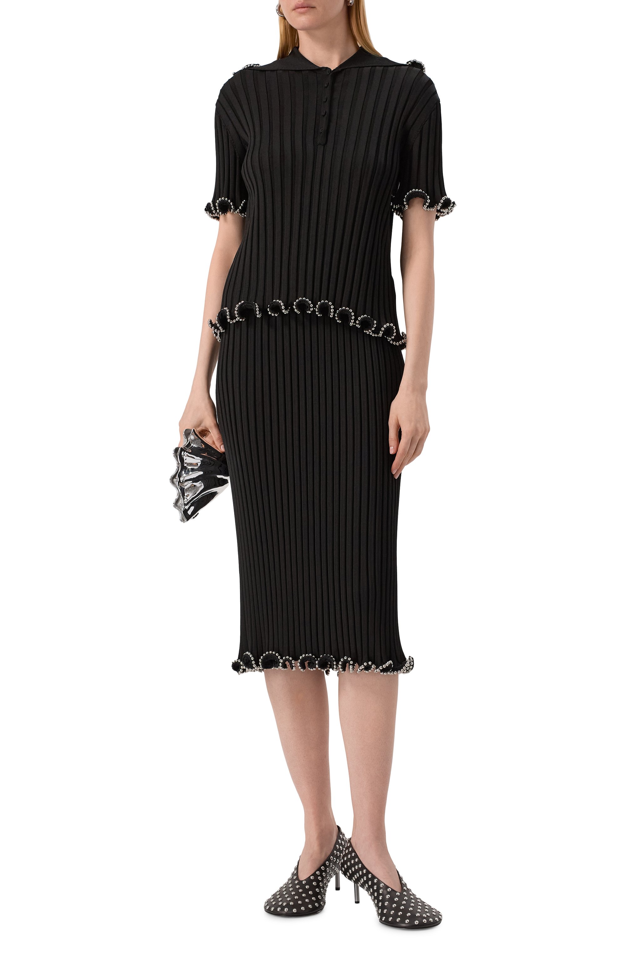 Поло из вискозы JIL SANDER черного цвета по цене 480500 руб., арт. J03GL0107/J18346, фото 2 Поло из вискозы JIL SANDER, арт. J03GL0107/J18346, фото 2