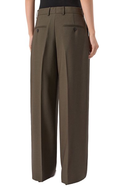 Шерстяные брюки TOTEME хаки цвета по цене 98500 руб., арт. 254-WRB0303-FB0537, фото 4 Шерстяные брюки TOTEME, арт. 254-WRB0303-FB0537, фото 4