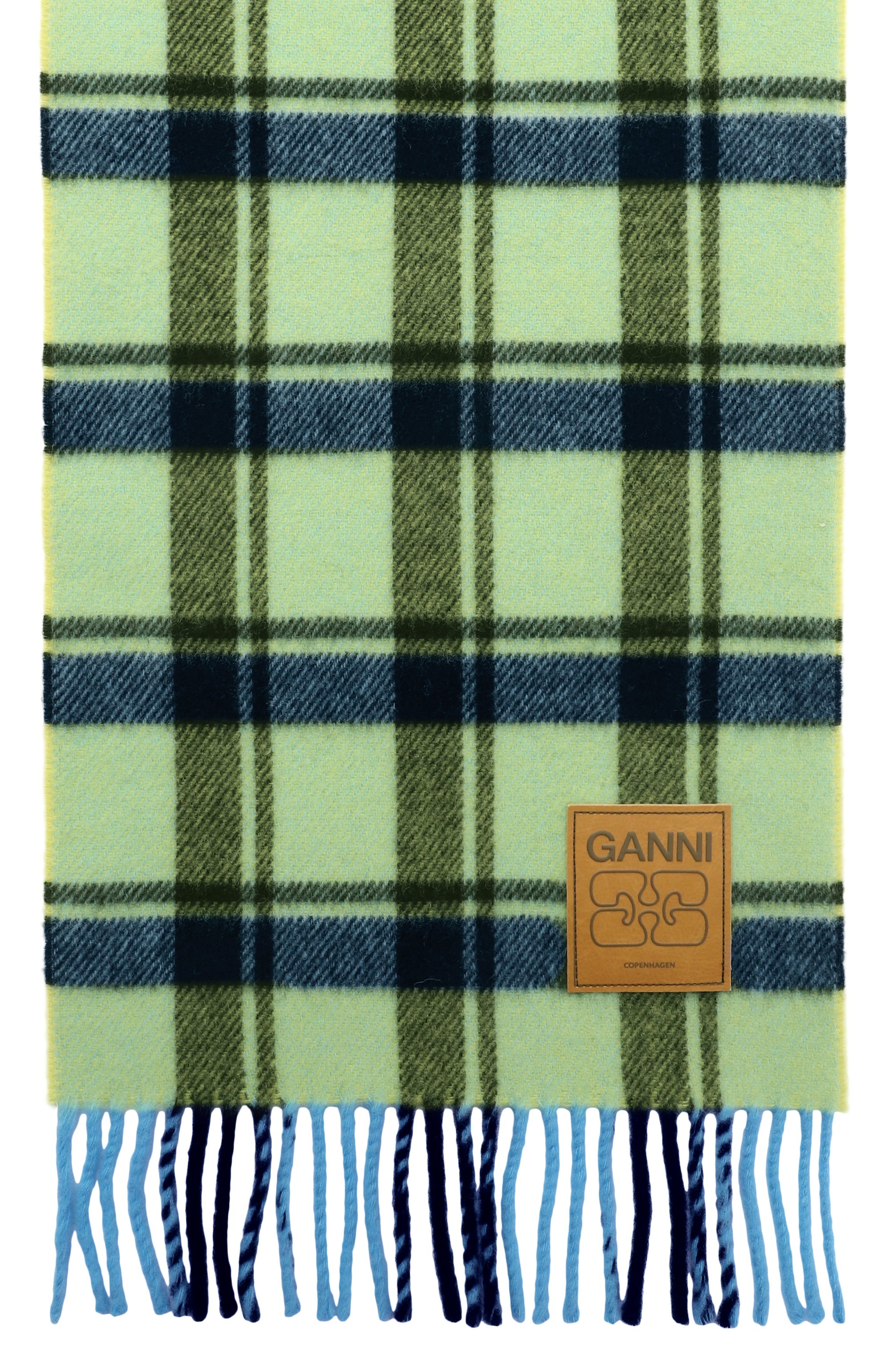 Шерстяной шарф GANNI зеленого цвета по цене 25050 руб., арт. A6935, фото 4 Шерстяной шарф GANNI, арт. A6935, фото 4