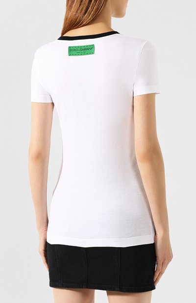 Хлопковая футболка DOLCE & GABBANA белого цвета по цене 37200 руб., арт. F8H32T/HH74H, фото 4 Хлопковая футболка DOLCE & GABBANA, арт. F8H32T/HH74H, фото 4