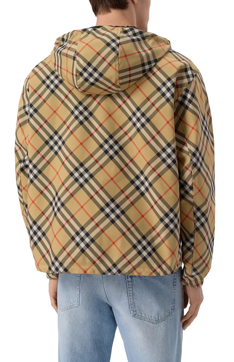 Мужская двусторонняя куртка BURBERRY бежевого цвета, арт. 8104102 | Фото 4 (Материал подклада: Синтетический материал; Длина (верхняя одежда): Короткие; Рукава: Длинные; Стили: Кэжуэл; Кросс-КТ: Куртка, Легкие; Материал внешний: Синтетический материал)
