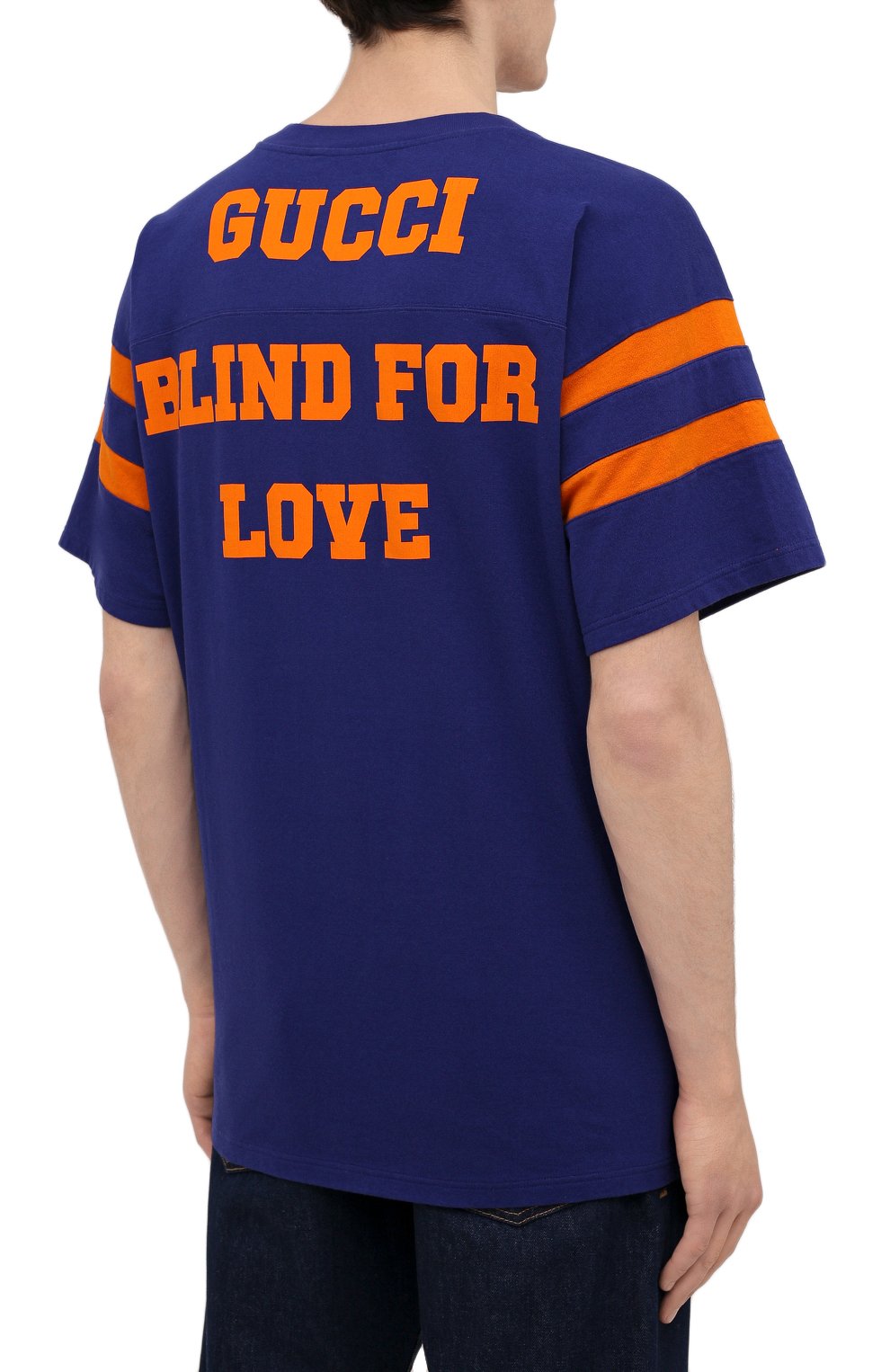 Хлопковая футболка GUCCI синего цвета по цене 64800 руб., арт. 655459/XJDHG, фото 4 Хлопковая футболка GUCCI, арт. 655459/XJDHG, фото 4