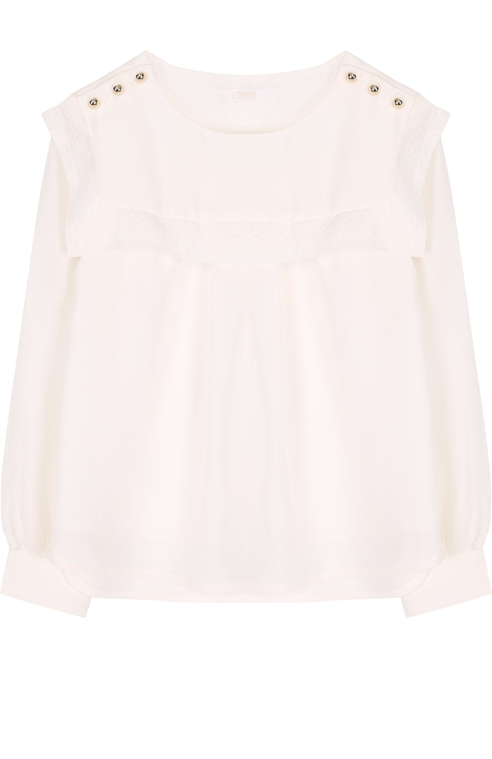 Шелковая блуза свободного кроя с оборкой CHLOÉ, арт. C15684/6A-12A, фото 1