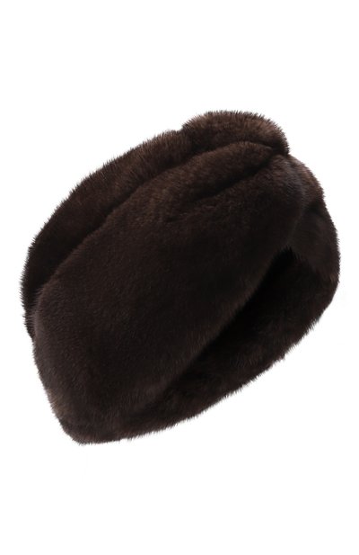 Женская меховая чалма из норки MVST, арт. MH-05 MINK BROWN