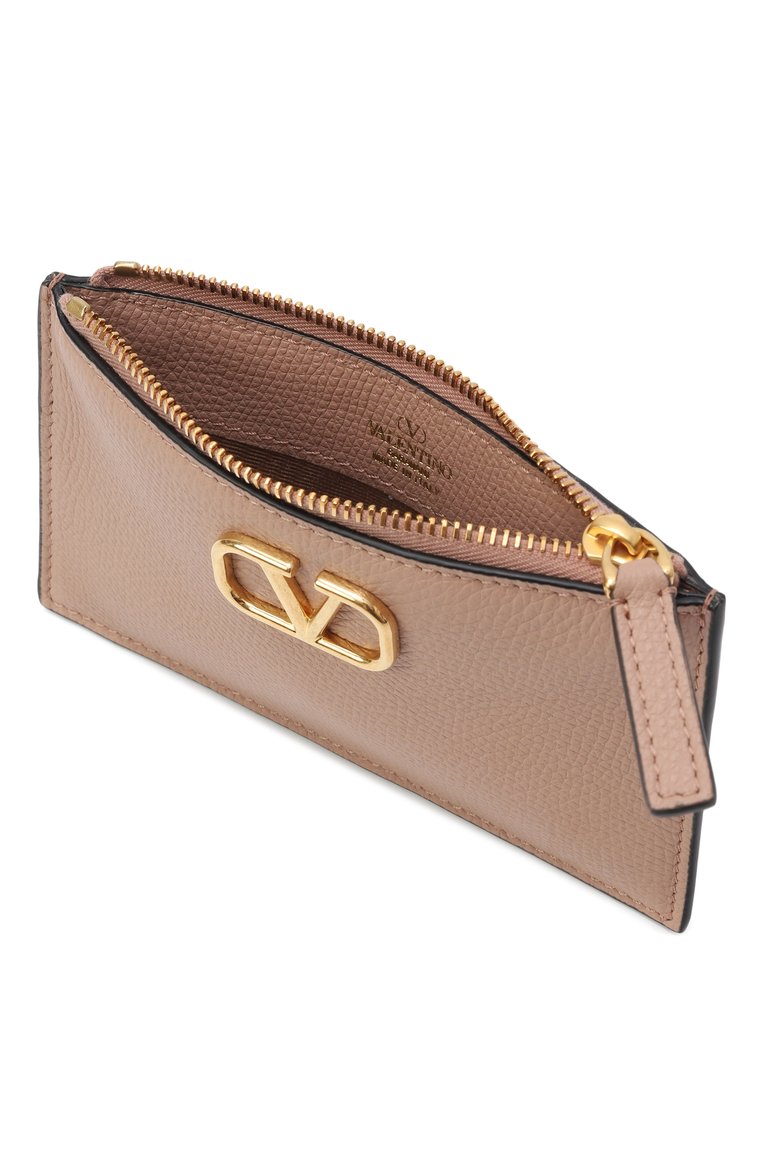 Женский кожаный футляр для кредитных карт VALENTINO бежевого цвета, арт. 6W2P0W17/SNP | Фото 3 (Материал: Натуральная кожа; Нос: Не проставлено)