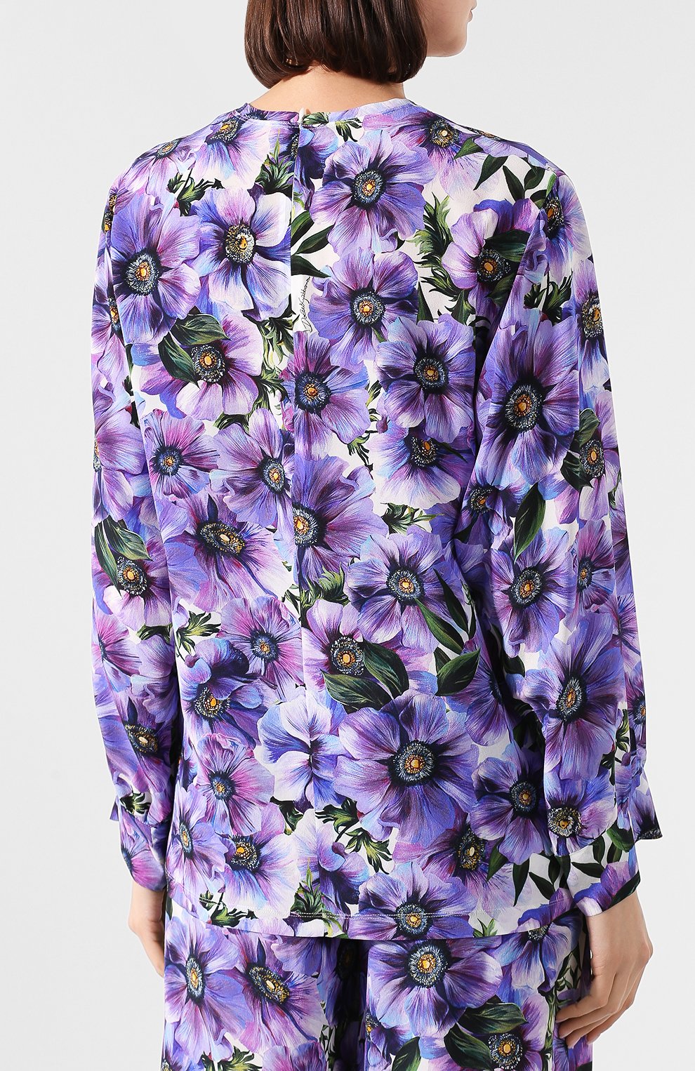 Шелковая блузка DOLCE & GABBANA фиолетового цвета по цене 93900 руб., арт. F71Q8T/IS1A1, фото 4 Шелковая блузка DOLCE & GABBANA, арт. F71Q8T/IS1A1, фото 4