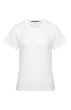 Женская хлопковая футболка ALEXANDER WANG белого цвета, арт. 1CC1251991 | Фото 1 (Материал внешний: Хлопок; Рукава: Короткие; Длина (для топов): Стандартные; Женское Кросс-КТ: Футболка-одежда; Принт: Без принта; Стили: Кэжуэл)