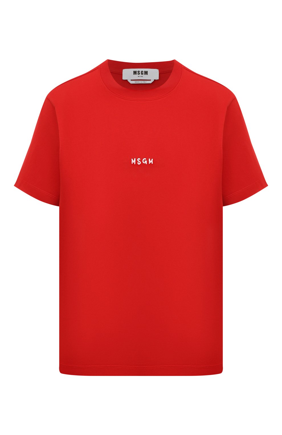 Хлопковая футболка MSGM красного цвета по цене 9950 руб., арт. 3541MDM550/237798, фото 1 Хлопковая футболка MSGM, арт. 3541MDM550/237798, фото 1