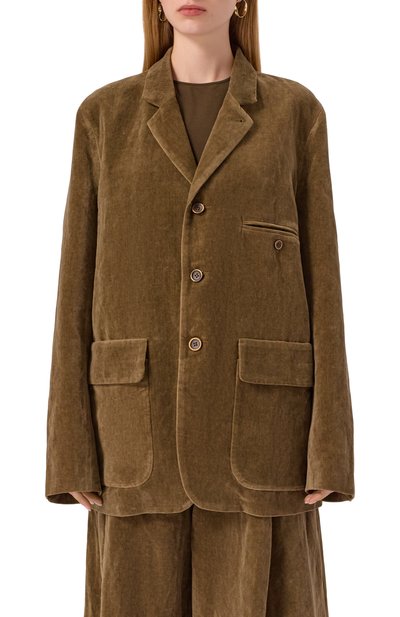 Бархатный жакет UMA WANG светло-коричневого цвета по цене 199500 руб., арт. UM6513, фото 3 Бархатный жакет UMA WANG, арт. UM6513, фото 3