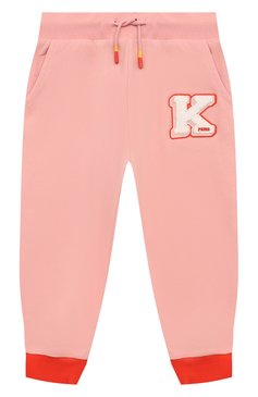 Детские хлопковые джоггеры KENZO светло-розового цвета, арт. K60206/3-5 | Фото 1 (Нос: Не проставлено; Материал сплава: Проставлено; Материал внешний: Хлопок; Материал подклада: Хлопок; Девочки Кросс-КТ: Джоггеры-одежда, Брюки-спорт; Ростовка одежда: 2 года | 92 см, 3 года | 98 см, 4 года | 104 см)