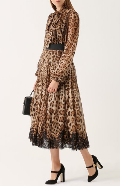 Шелковая юбка-миди с леопардовым принтом DOLCE & GABBANA, арт. 0102/F4A2BT/FS1AR, фото 2