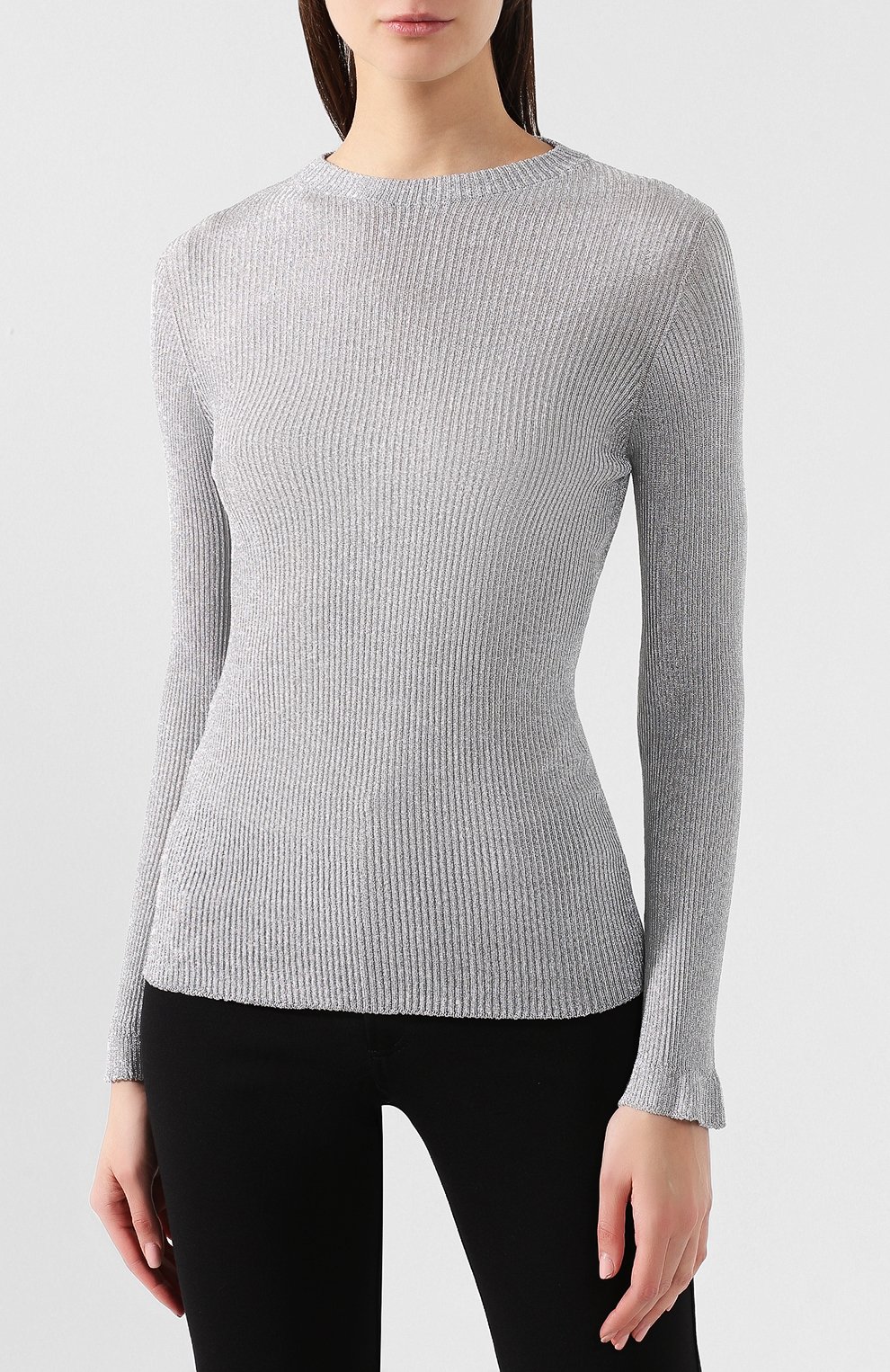 Пуловер из вискозы PHILOSOPHY DI LORENZO SERAFINI серебряного цвета по цене 52700 руб., арт. A0909/705, фото 3 Пуловер из вискозы PHILOSOPHY DI LORENZO SERAFINI, арт. A0909/705, фото 3