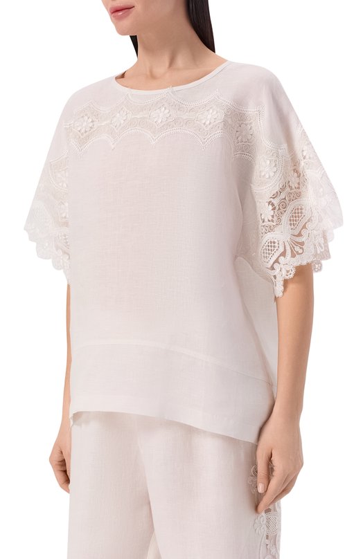 Топ изо льна и вискозы Maurizio W08460881 Белый  W08460881 Фото 3