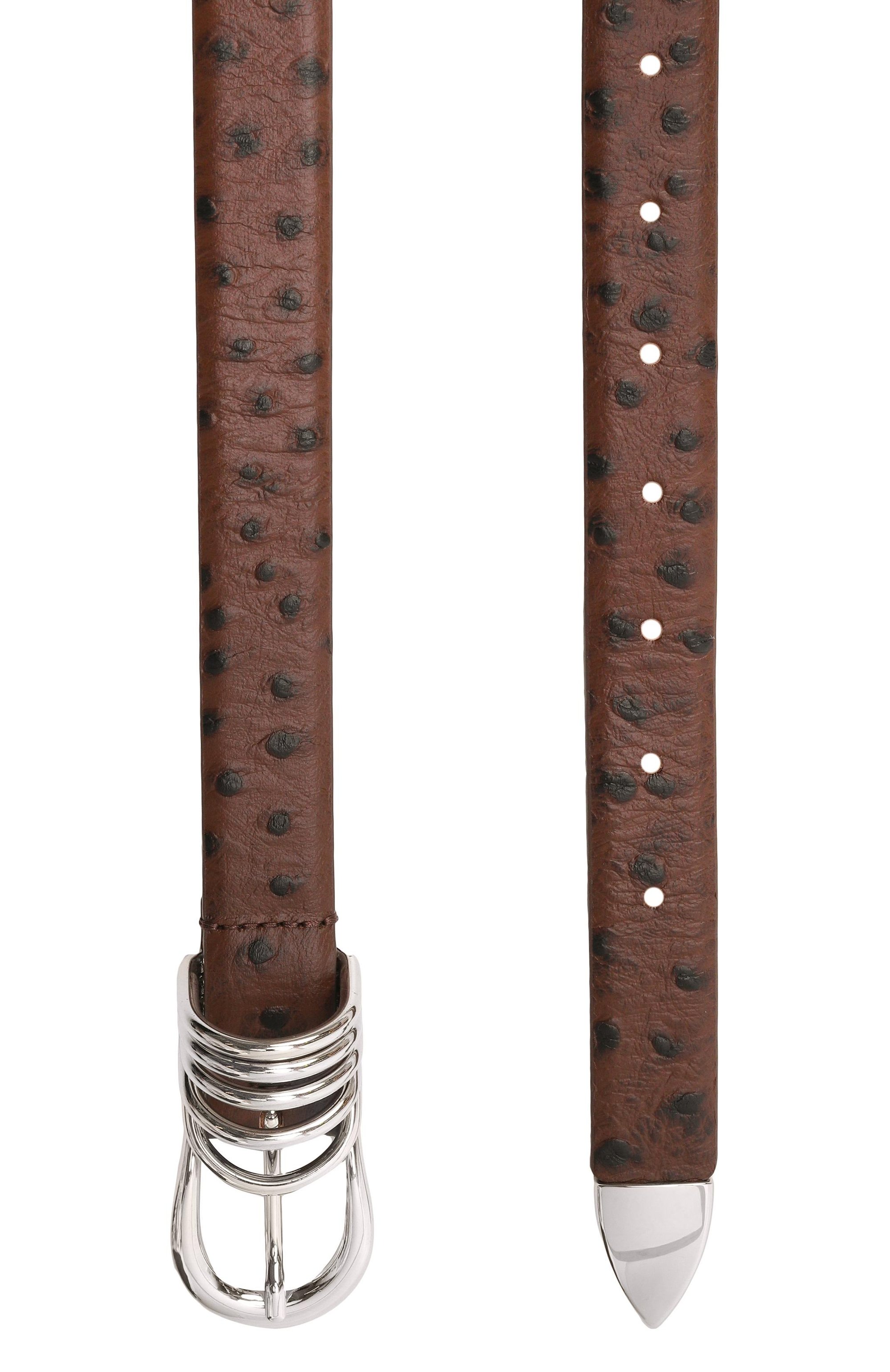 Кожаный ремень DEHANCHE коричневого цвета по цене 49950 руб., арт. H0LLYH0CK 0STRICH/EMB0SSED LEATHER, фото 3 Кожаный ремень DEHANCHE, арт. H0LLYH0CK 0STRICH/EMB0SSED LEATHER, фото 3