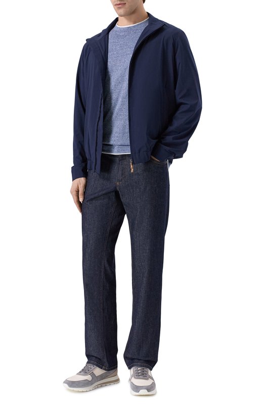 Футболка изо льна и хлопка Brunello Cucinelli MW8357427 Синий  MW8357427 Фото 2