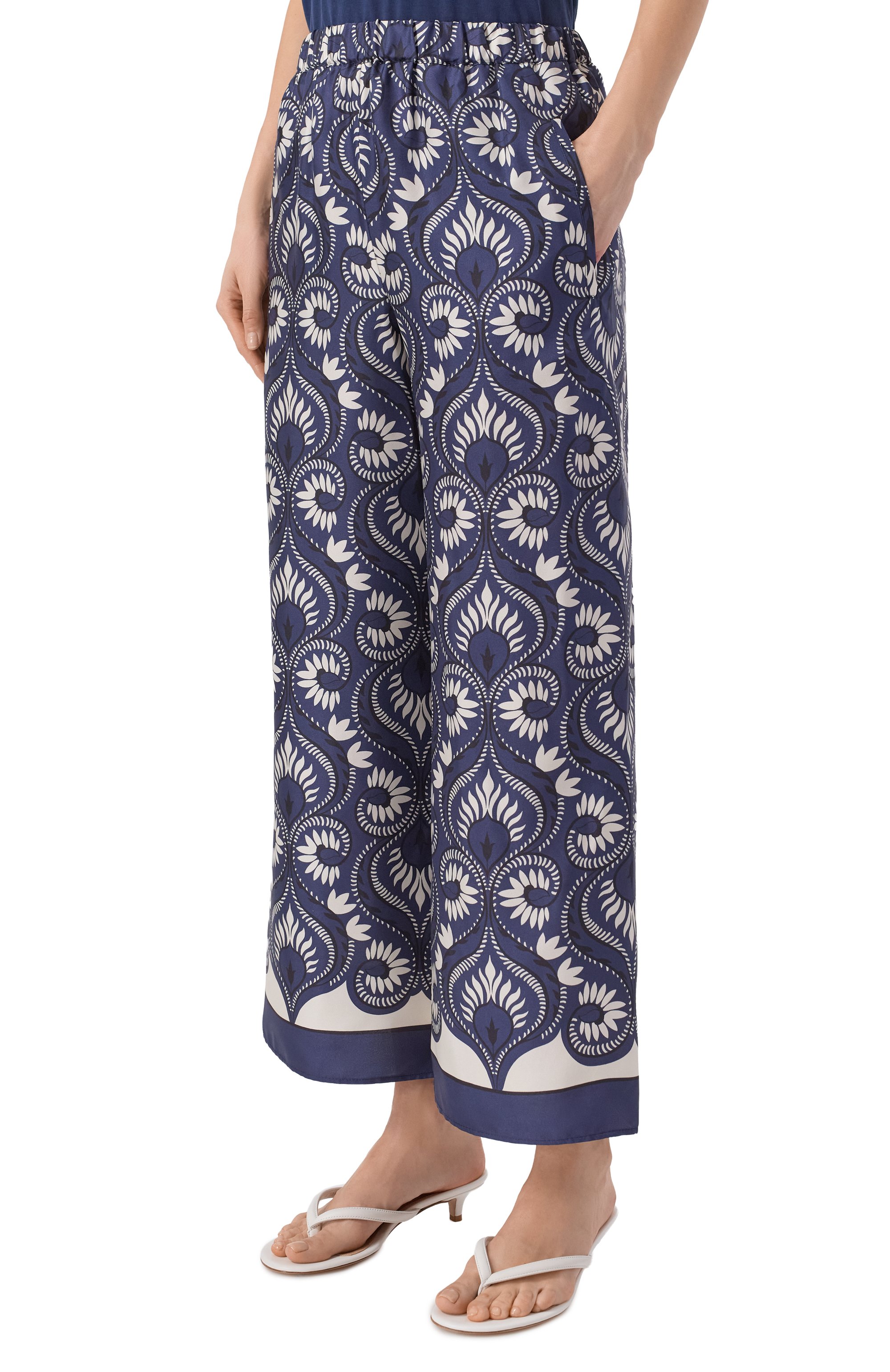 Шелковые брюки WEEKEND MAX MARA синего цвета по цене 39450 руб., арт. WKD0TTIC0, фото 3 Шелковые брюки WEEKEND MAX MARA, арт. WKD0TTIC0, фото 3