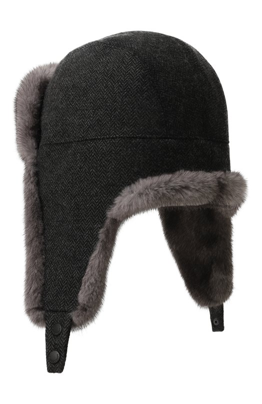 Шапка-ушанка с отделкой из меха норки VICTORIA KUSENKOVA 338700644159 Серый  338700644159 Фото 3