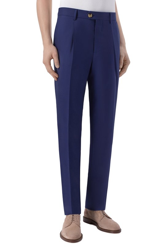 Шерстяные брюки Brunello Cucinelli M032PE1450 Синий  M032PE1450 Фото 3