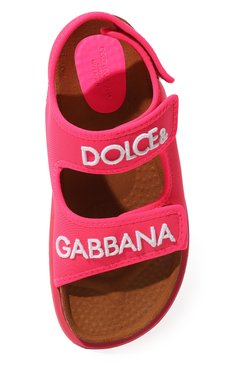 Детские сандалии DOLCE & GABBANA розового цвета, арт. DA5128/AQ687/29-36 | Фото 4 (Материал внешний: Текстиль; Материал сплава: Проставлено; Нос: Не проставлено; Материал внутренний: Текстиль)