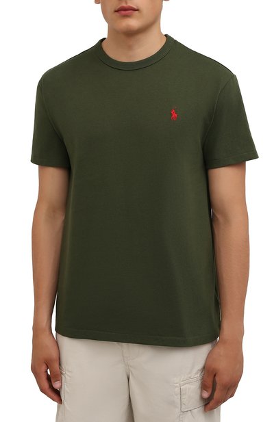Хлопковая футболка POLO RALPH LAUREN зеленого цвета по цене 8705 руб., арт. 710811284, фото 3 Хлопковая футболка POLO RALPH LAUREN, арт. 710811284, фото 3