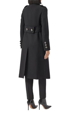Женское шерстяное пальто DOLCE & GABBANA черного цвета, арт. F0G1VZ/FUBGE | Фото 4 (Материал внешний: Шерсть; Длина (верхняя одежда): До колена; Материал подклада: Шелк; 1-2-бортные: Двубортные; Стили: Романтичный; Рукава: Длинные; Размерность: Идёт в размер; Автоматизация состава: Проставлено; Автоматизация ТО: Проставлено)