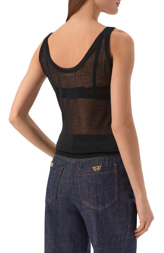 Хлопковый топ Elie Saab T0269/CK017 Чёрный  T0269/CK017 Фото 4