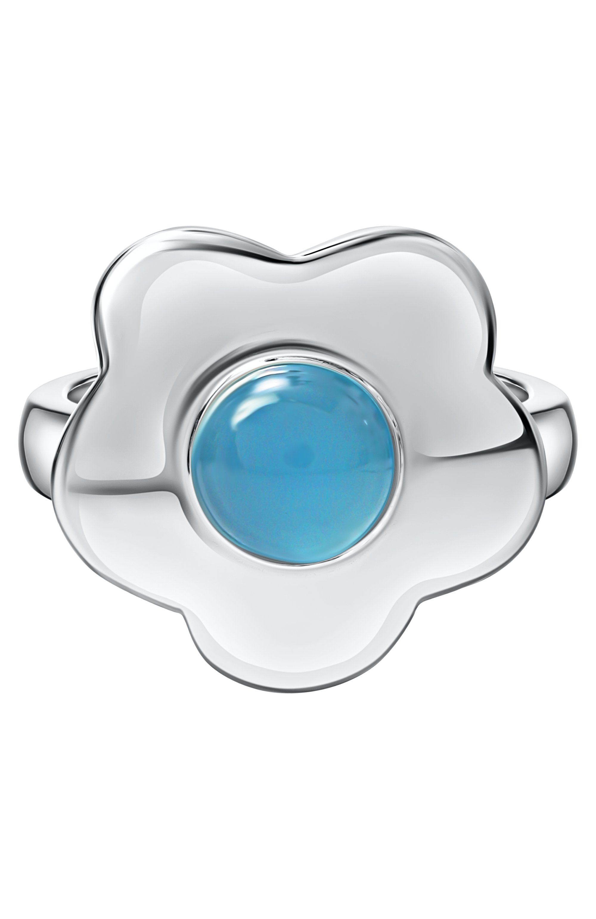 Кольцо big flower c голубым агатом MOONKA, арт. FLW-925SL-RG00-HLD-BL, фото 1